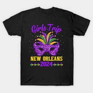 Girls Trip New Orleans 2024 Mardi Gras Mask Friends Vacation T-Shirt